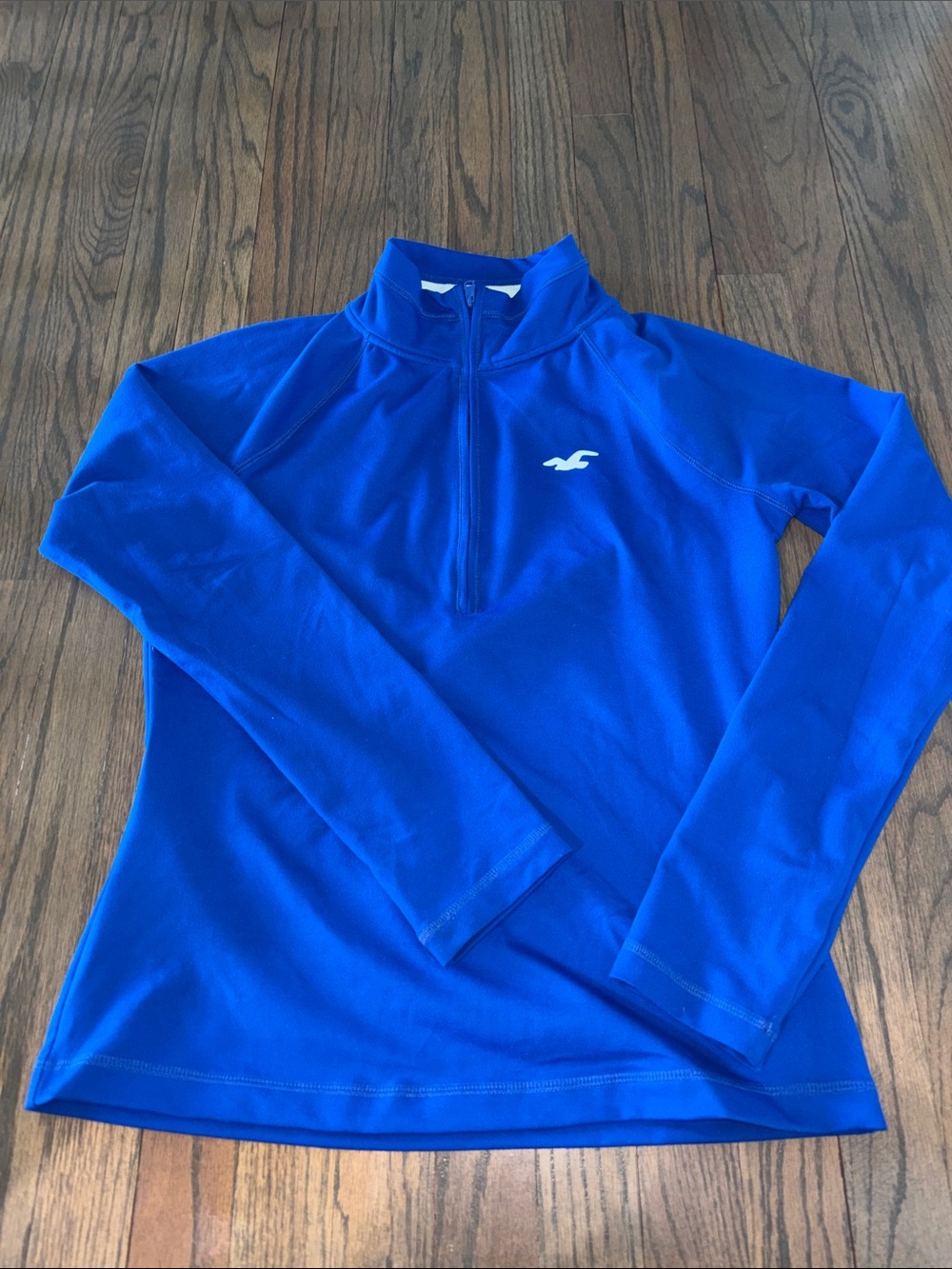 Hollister Women's Royal Blue Long-Sleeve Zip Rash Guard
